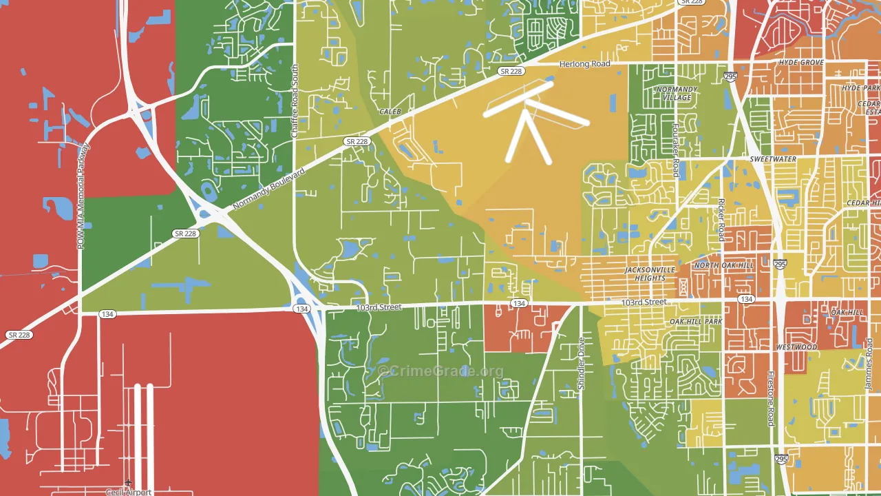 Jacksonville Heights West, Jacksonville, FL Map of Vandalism Rates