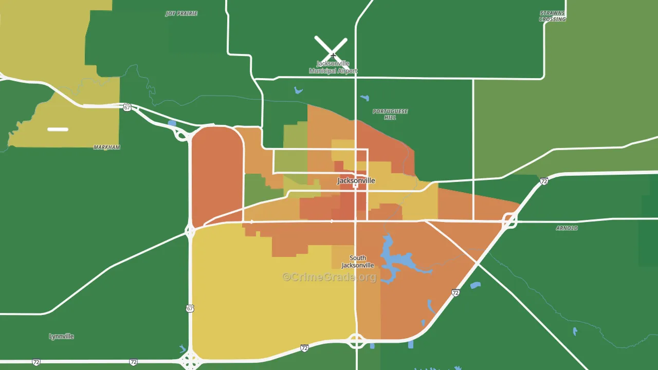 Jacksonville, IL Map of Vandalism Rates