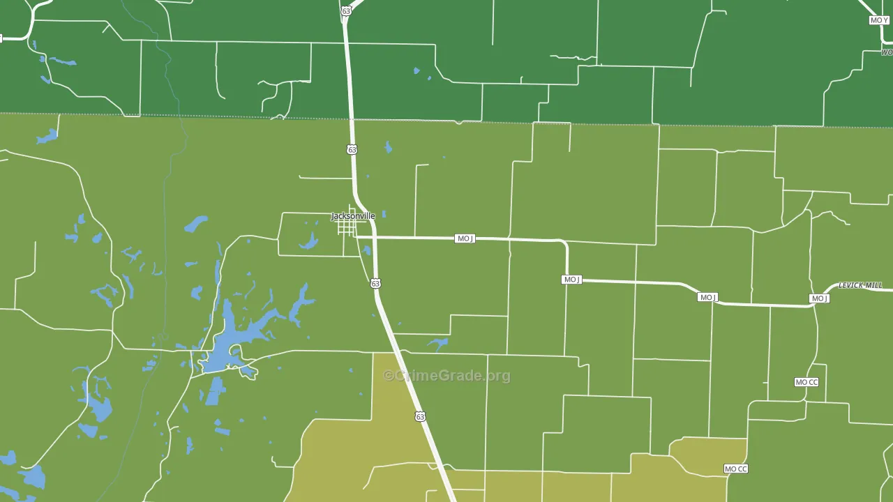 Jacksonville, MO Map of Vandalism Rates