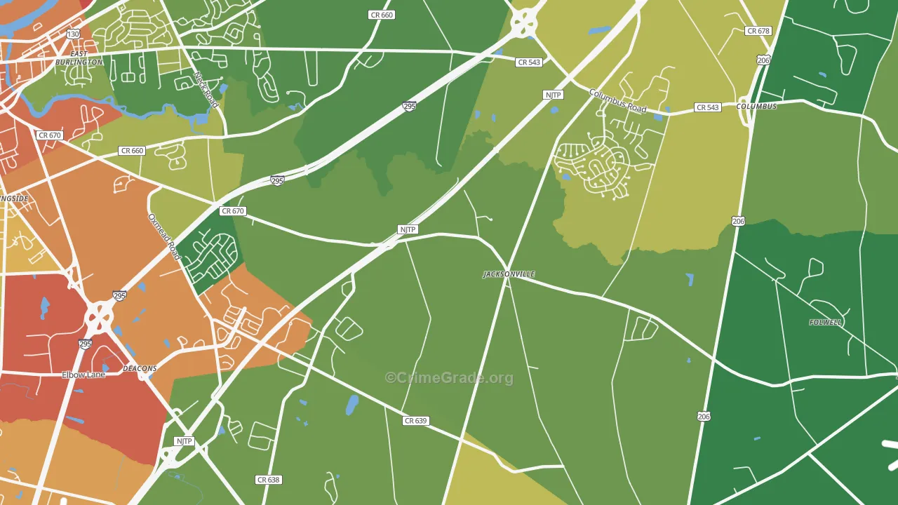 Jacksonville, NJ Map of Vandalism Rates