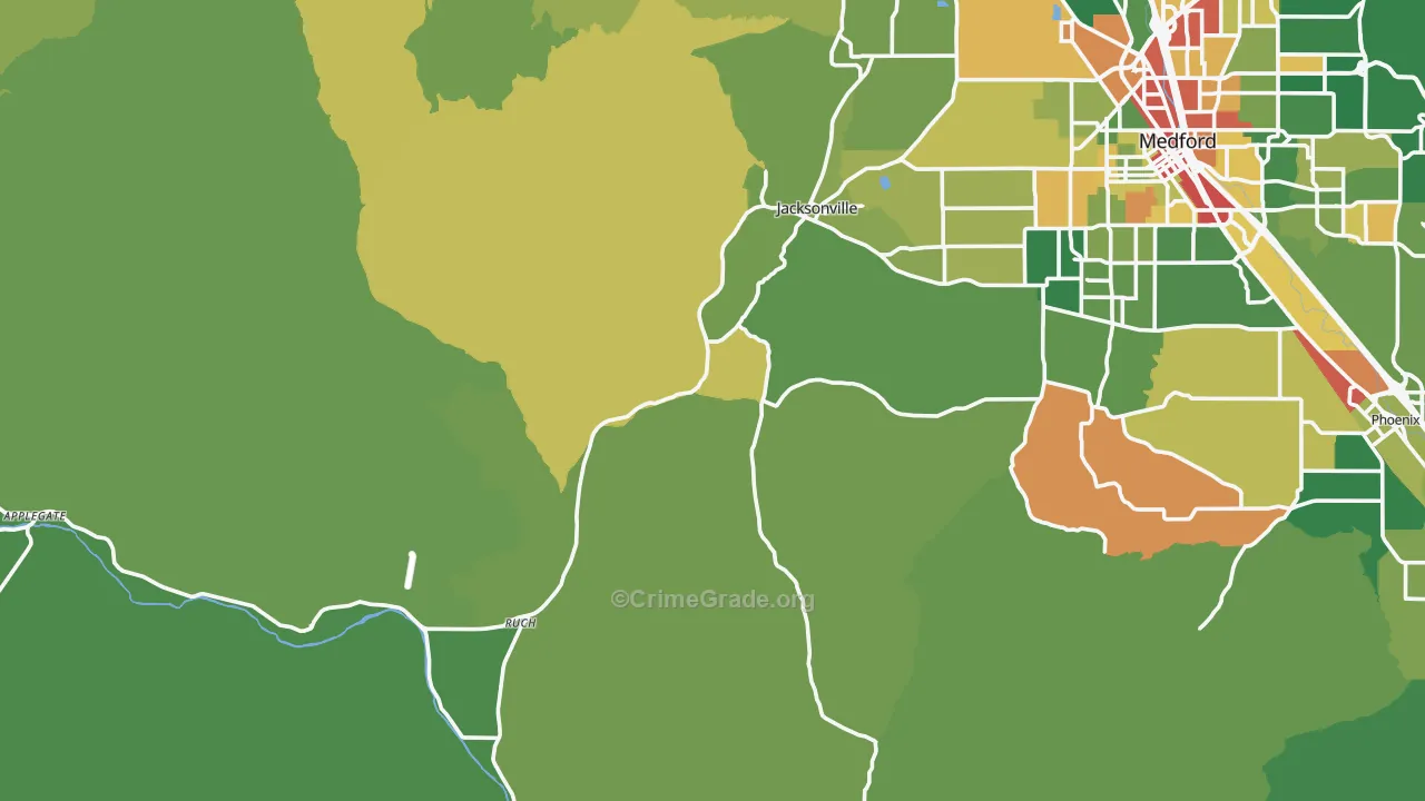 Jacksonville, OR Map of Vandalism Rates