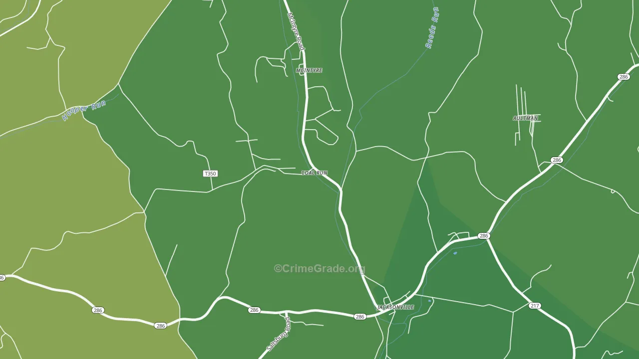 Jacksonville, PA Map of Vandalism Rates