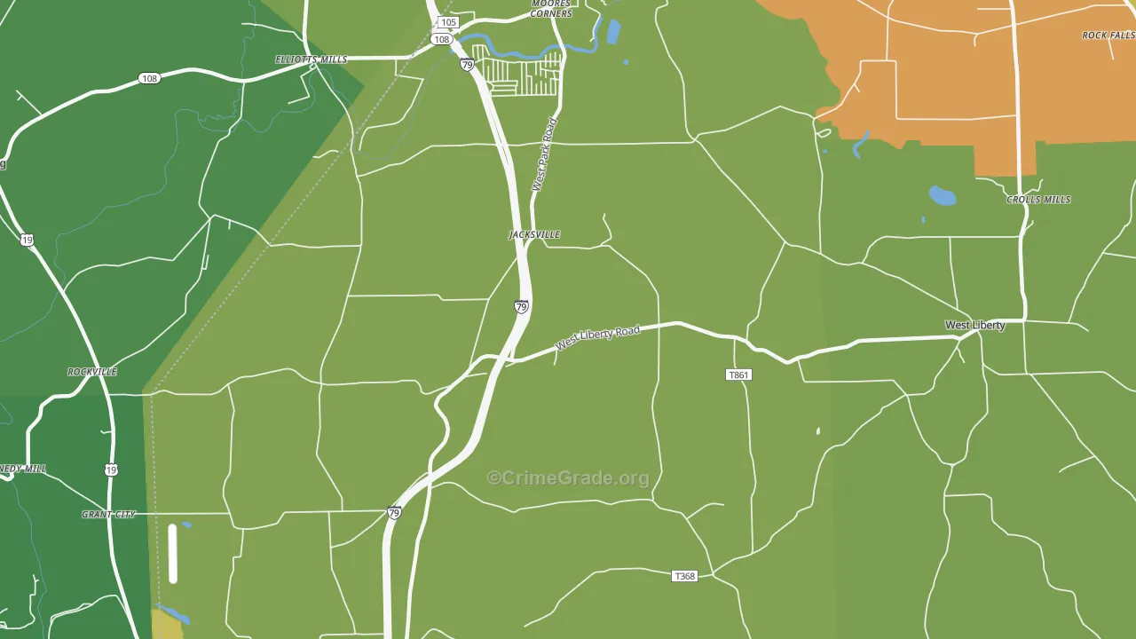 Jacksville, PA Map of Vandalism Rates