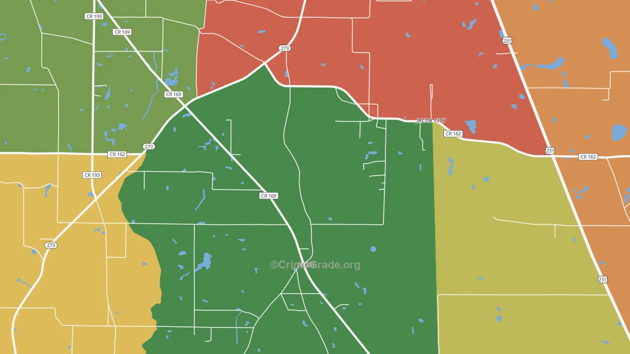 Jacob City, FL Map of Vandalism Rates