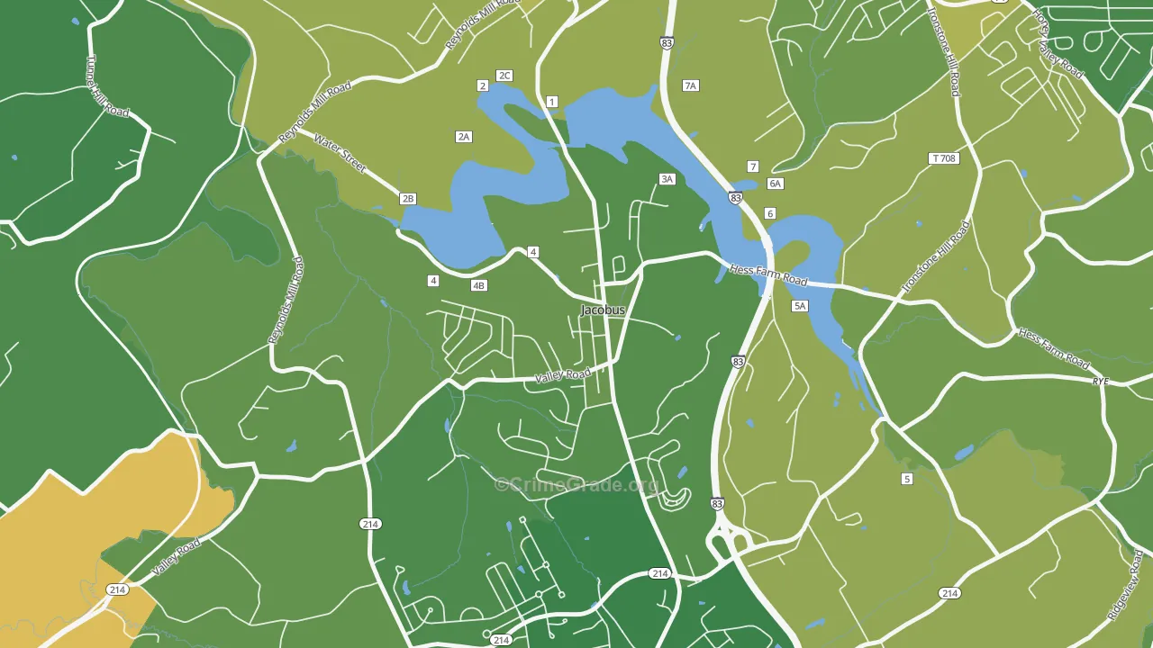 Jacobus, PA Map of Vandalism Rates