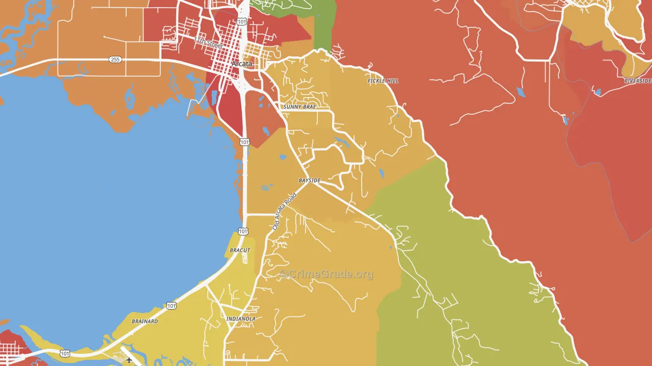 Jacoby Creek, Arcata, CA Map of Vandalism Rates