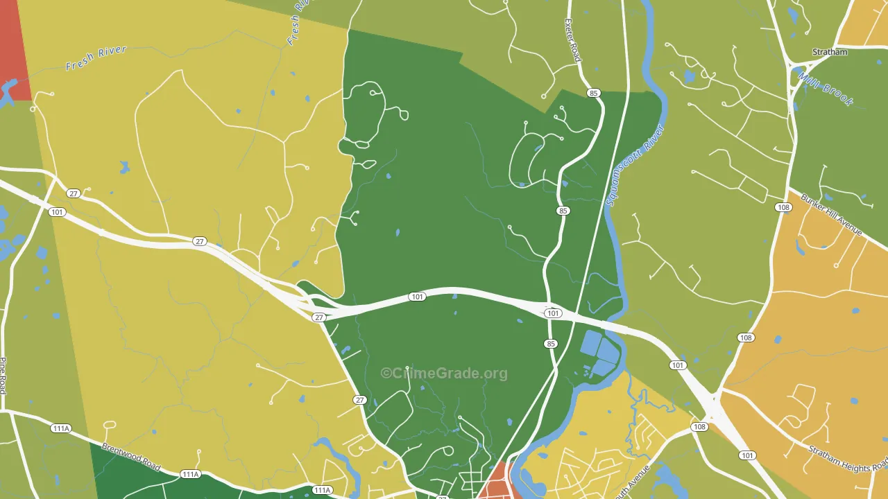 Jady Hill, NH Map of Vandalism Rates