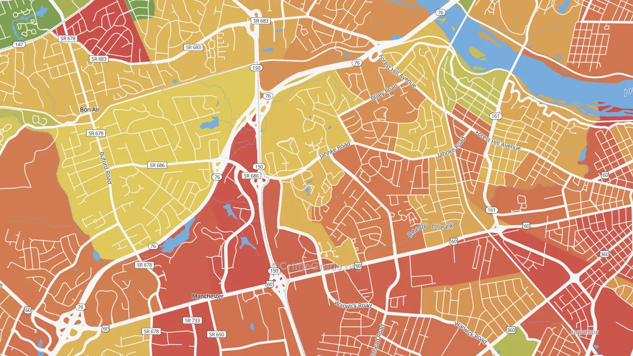 Jahnke, Richmond, VA Map of Vandalism Rates
