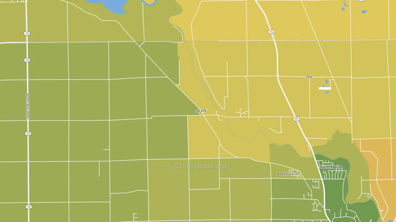 Jalapa, IN Map of Vandalism Rates