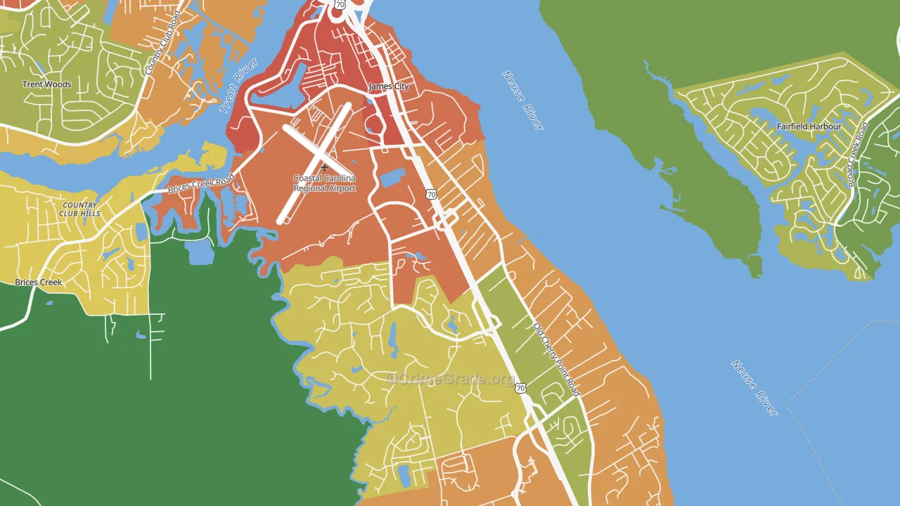James City, NC Map of Vandalism Rates