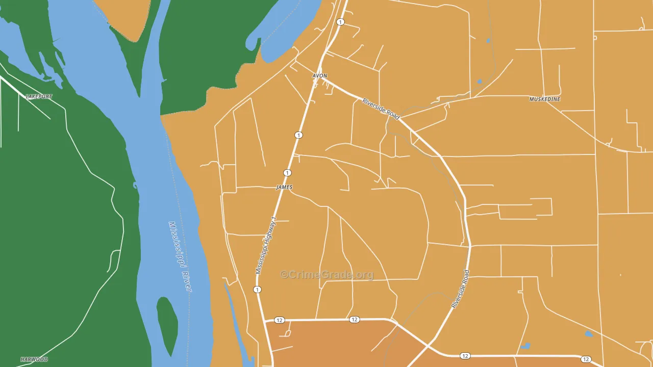 James, MS Map of Vandalism Rates