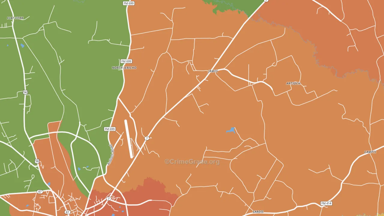 James, TX Map of Vandalism Rates