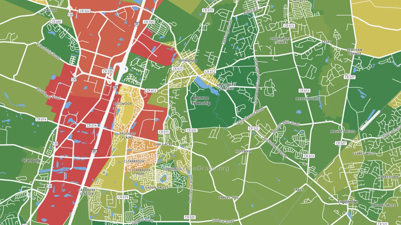 Jamesburg, NJ Map of Vandalism Rates