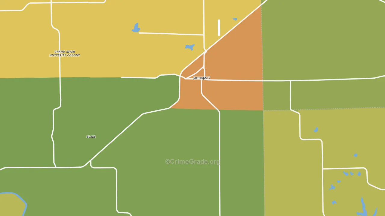 Jamesport, MO Map of Vandalism Rates