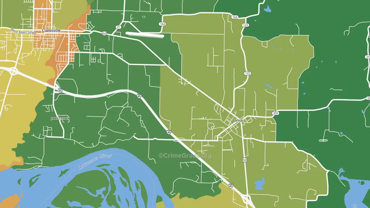 Jamestown, AR Map of Vandalism Rates