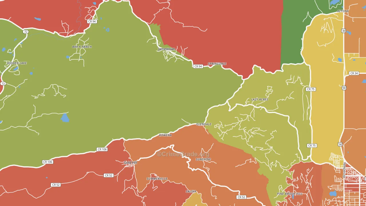 Jamestown, CO Map of Vandalism Rates