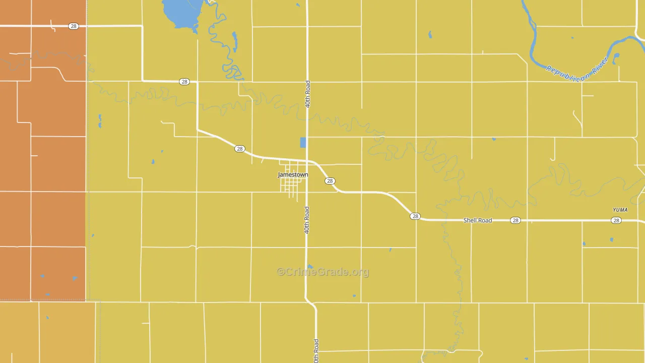 Jamestown, KS Map of Vandalism Rates
