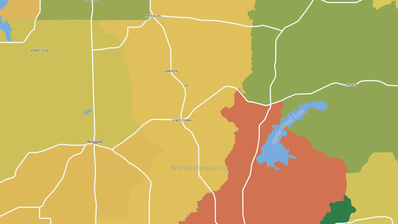 Jamestown, LA Map of Vandalism Rates