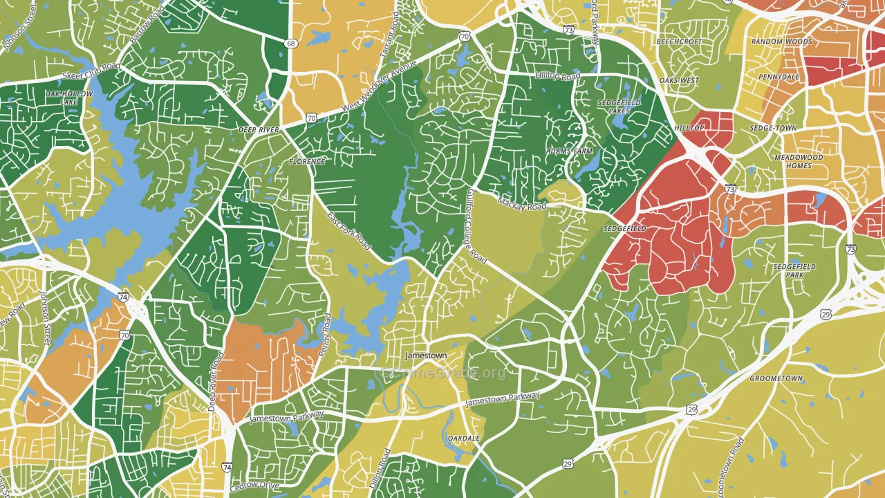 Jamestown, NC Map of Vandalism Rates