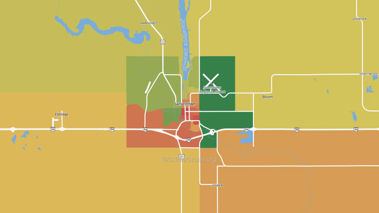 Jamestown, ND Map of Vandalism Rates