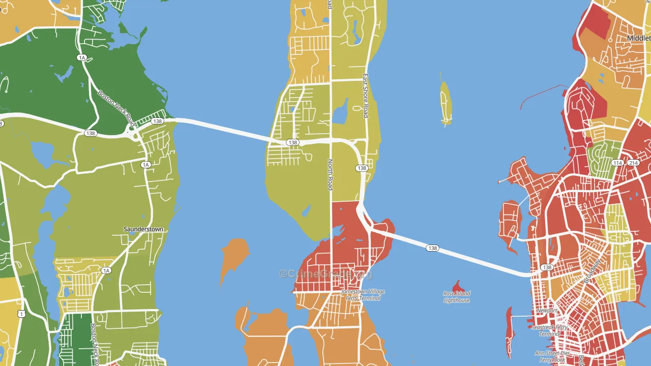 Jamestown, RI Map of Vandalism Rates