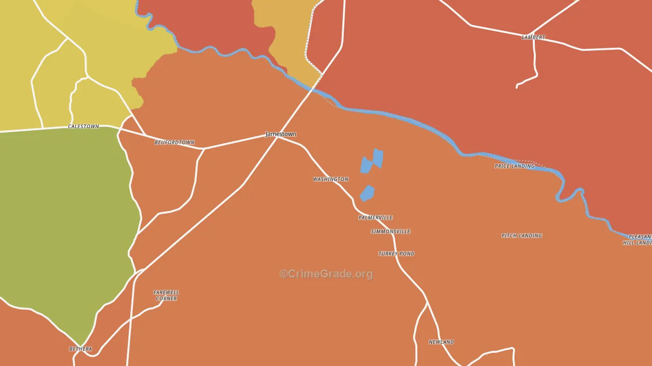 Jamestown, SC Map of Vandalism Rates