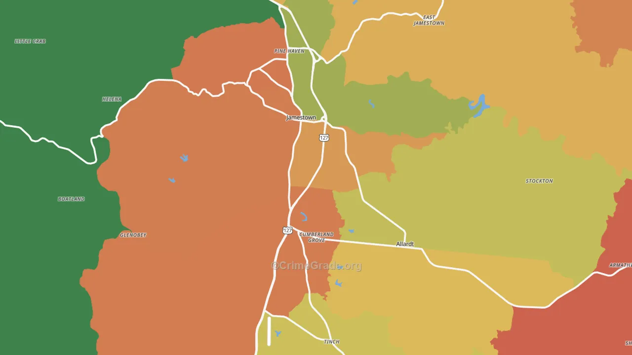 Jamestown, TN Map of Vandalism Rates