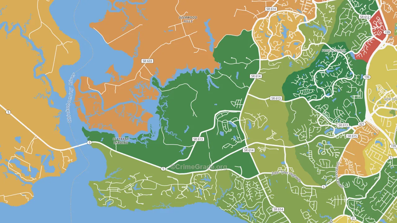 Jamestown, VA Map of Vandalism Rates