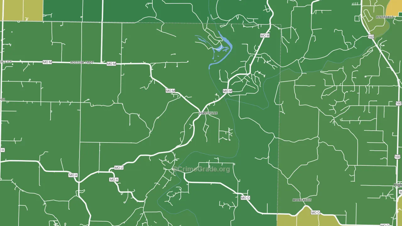 Jamesville, MO Map of Vandalism Rates