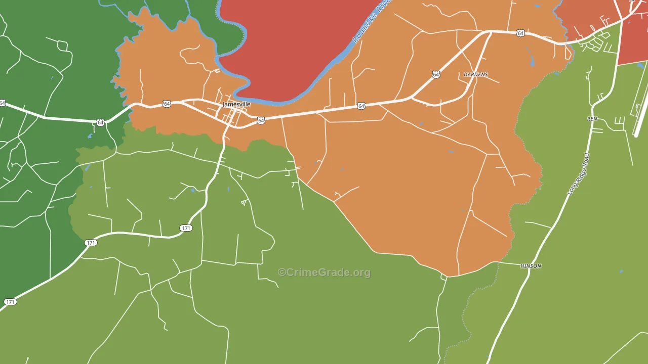 Jamesville, NC Map of Vandalism Rates