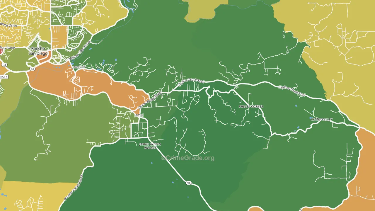 Jamul, CA Map of Vandalism Rates