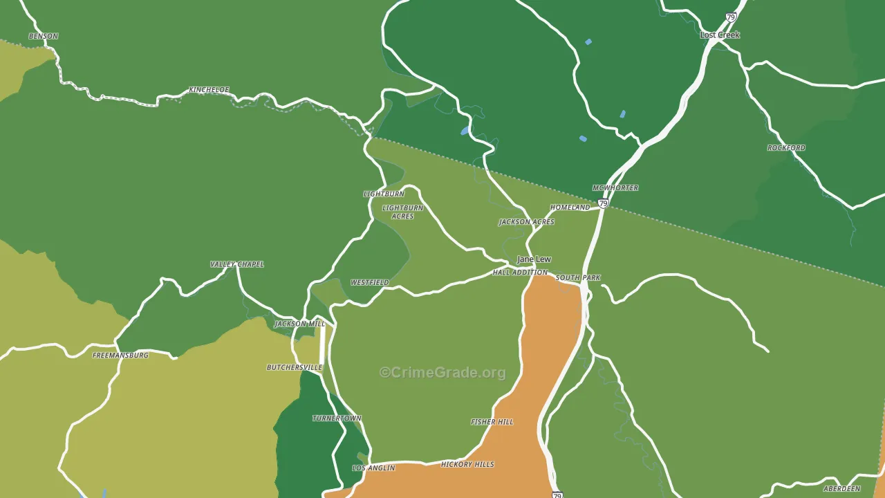 Jane Lew, WV Map of Vandalism Rates