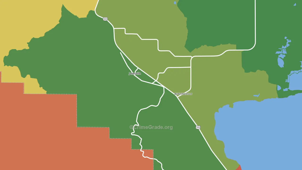 Janesville, CA Map of Vandalism Rates
