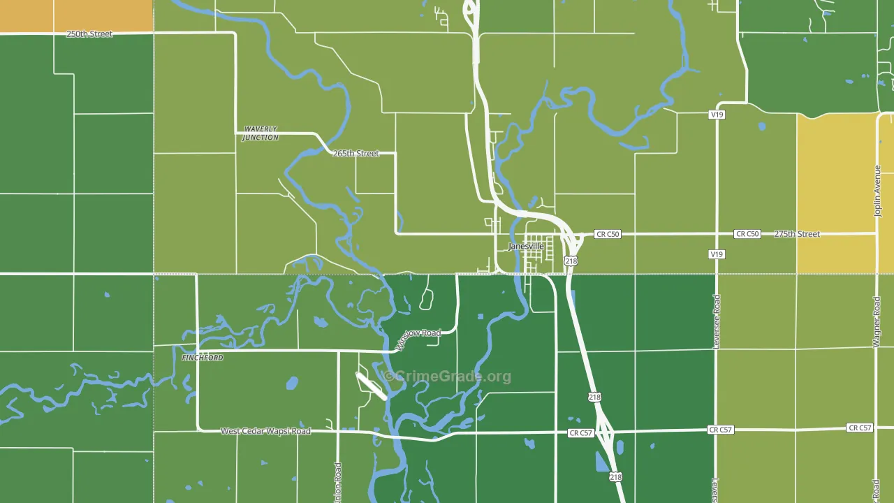 Janesville, IA Map of Vandalism Rates