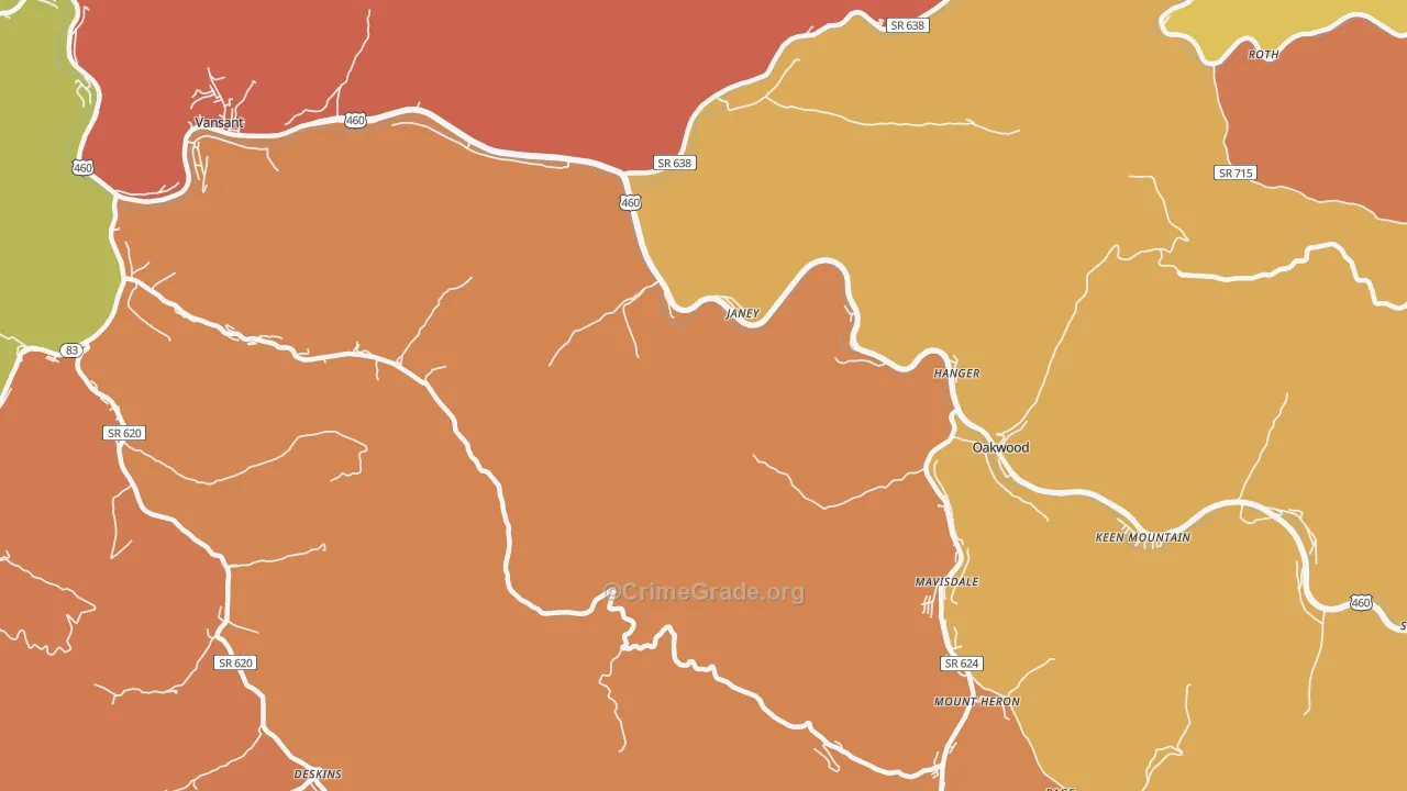 Janey, VA Map of Vandalism Rates