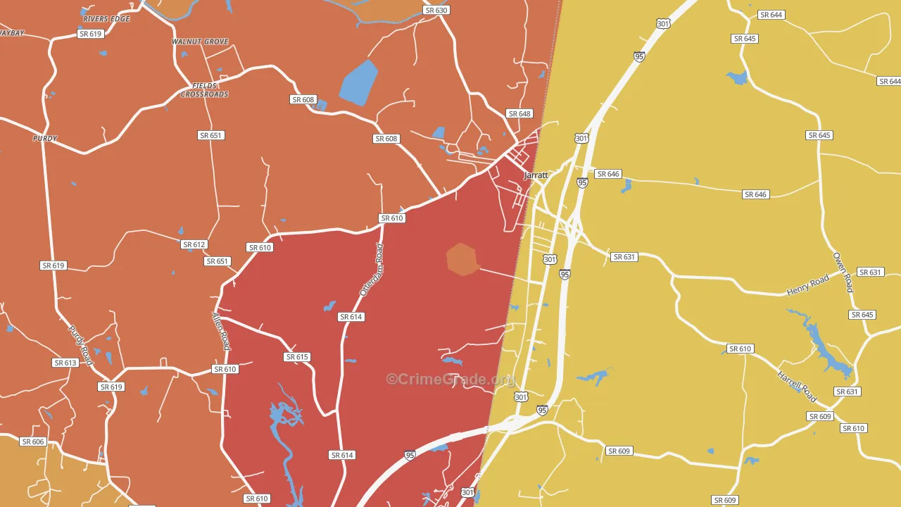 Jarratt, VA Map of Vandalism Rates