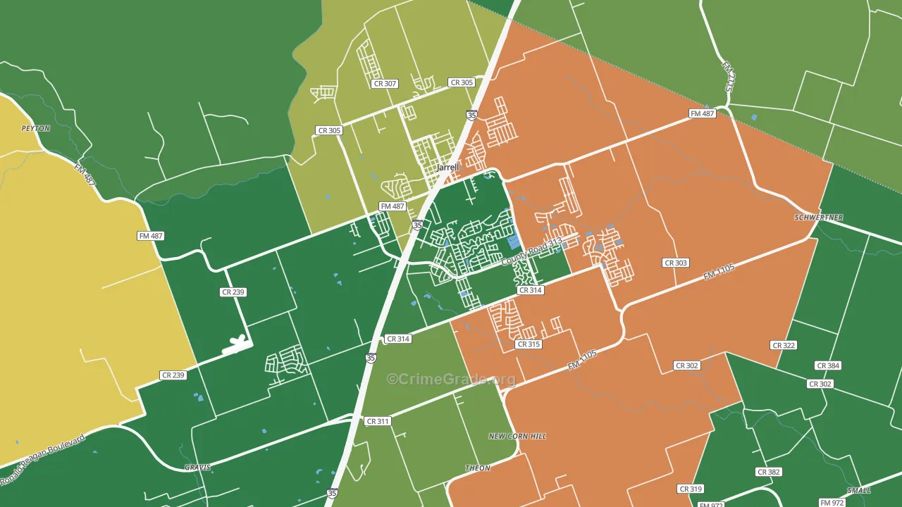 Jarrell, TX Map of Vandalism Rates