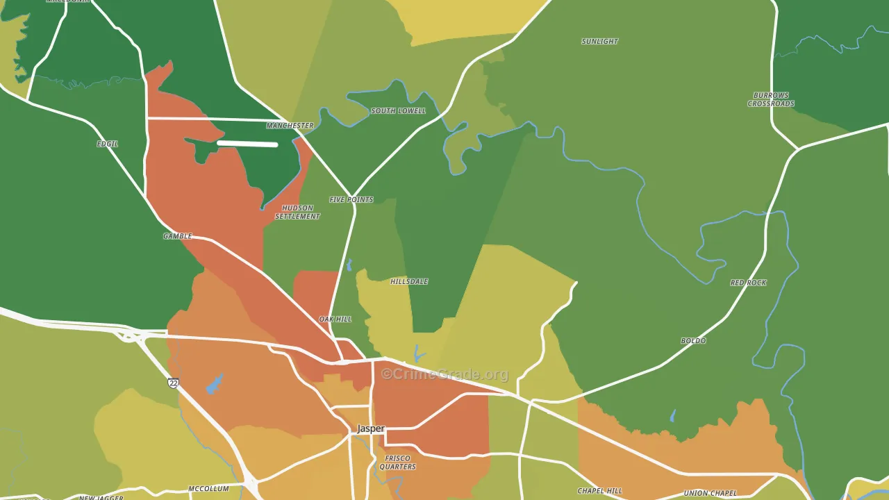 Jasper, AL Map of Vandalism Rates