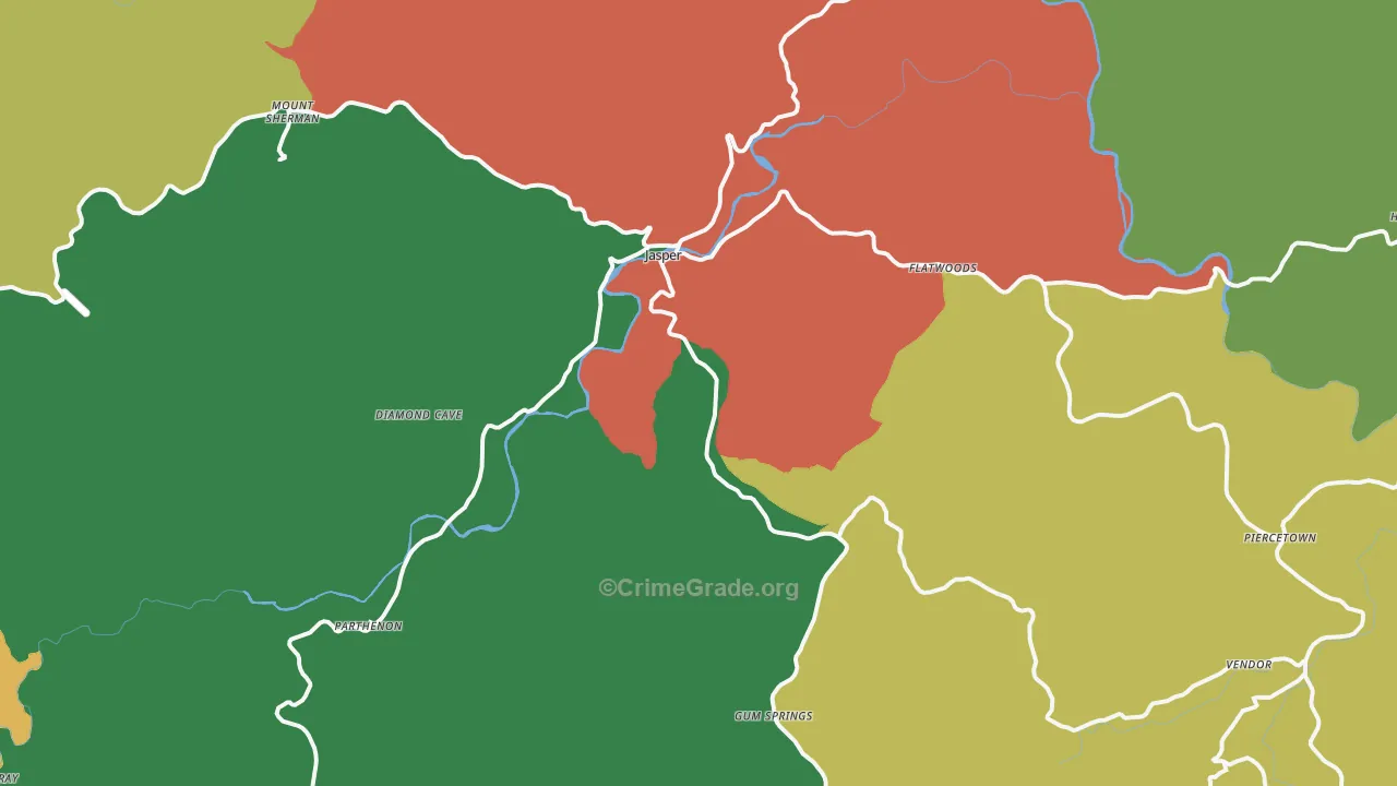 Jasper, AR Map of Vandalism Rates