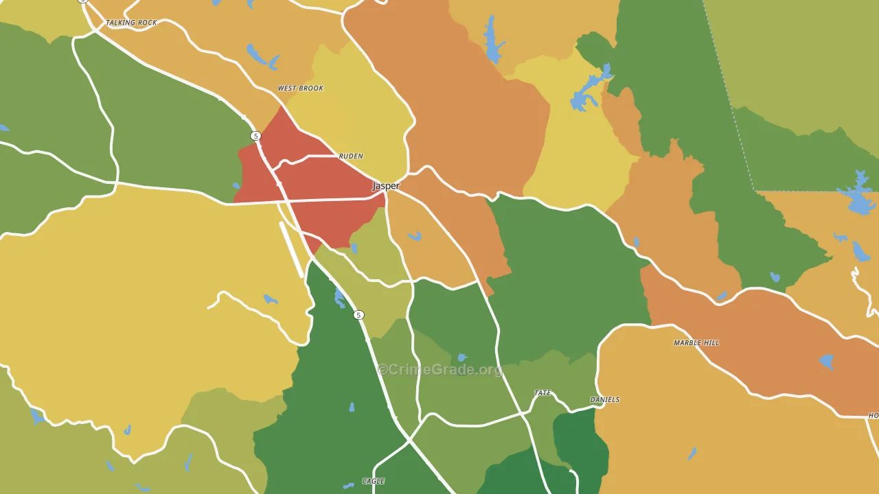 Jasper, GA Map of Vandalism Rates