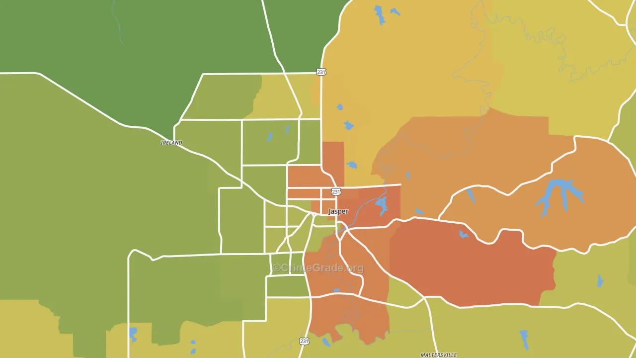 Jasper, IN Map of Vandalism Rates