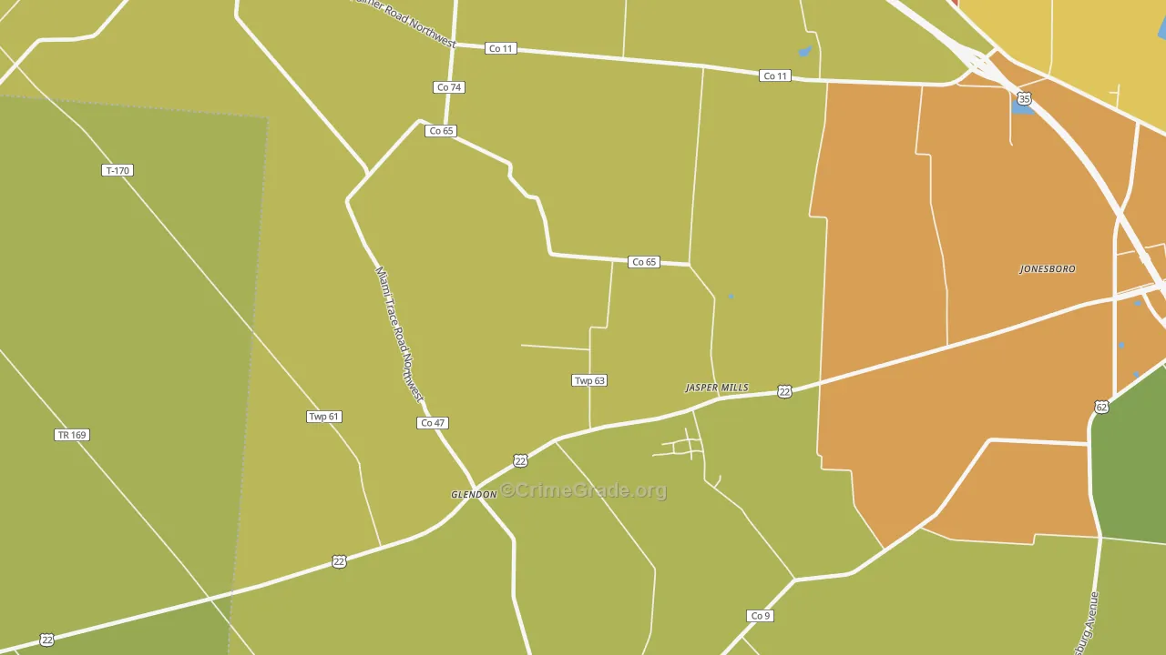 Jasper Mills, OH Map of Vandalism Rates