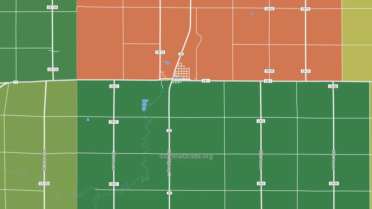Jasper, MN Map of Vandalism Rates