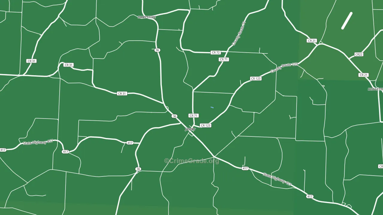 Jasper, NY Map of Vandalism Rates