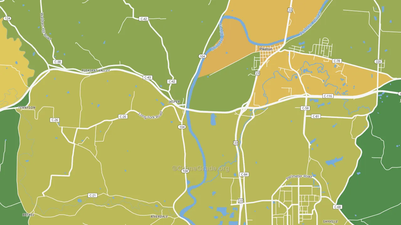 Jasper, OH Map of Vandalism Rates