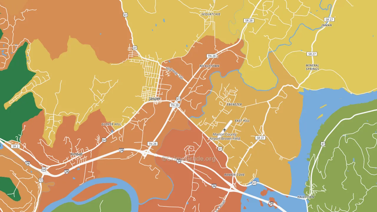 Jasper, TN Map of Vandalism Rates