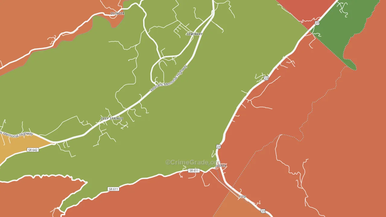 Jasper, VA Map of Vandalism Rates