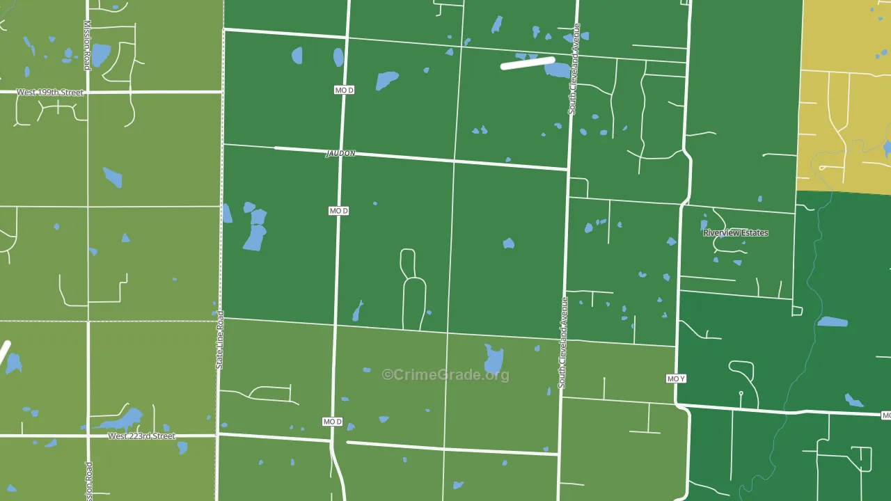 Jaudon, MO Map of Vandalism Rates