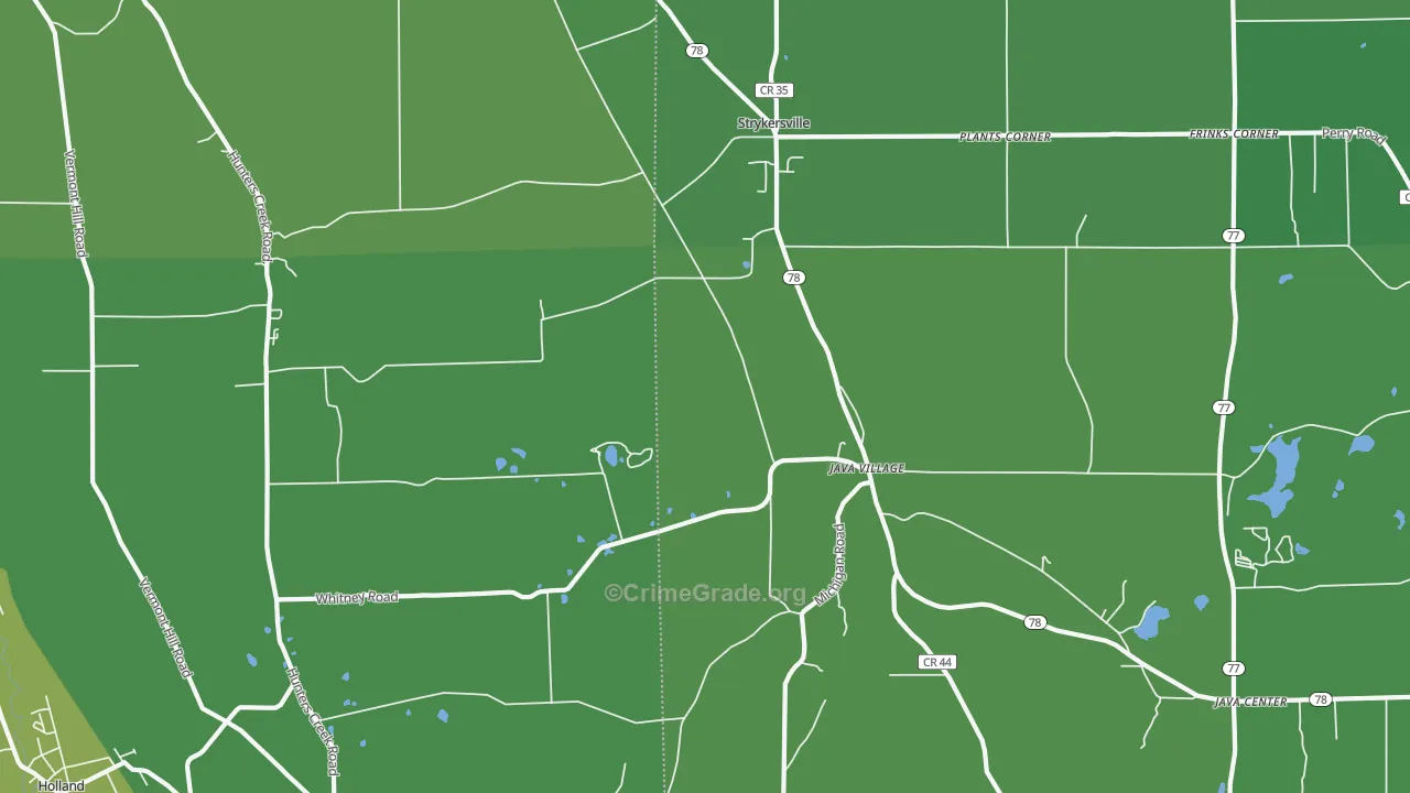 Java Village, NY Map of Vandalism Rates