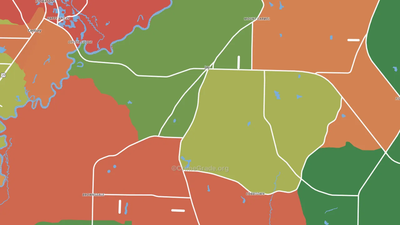 Jay, FL Map of Vandalism Rates